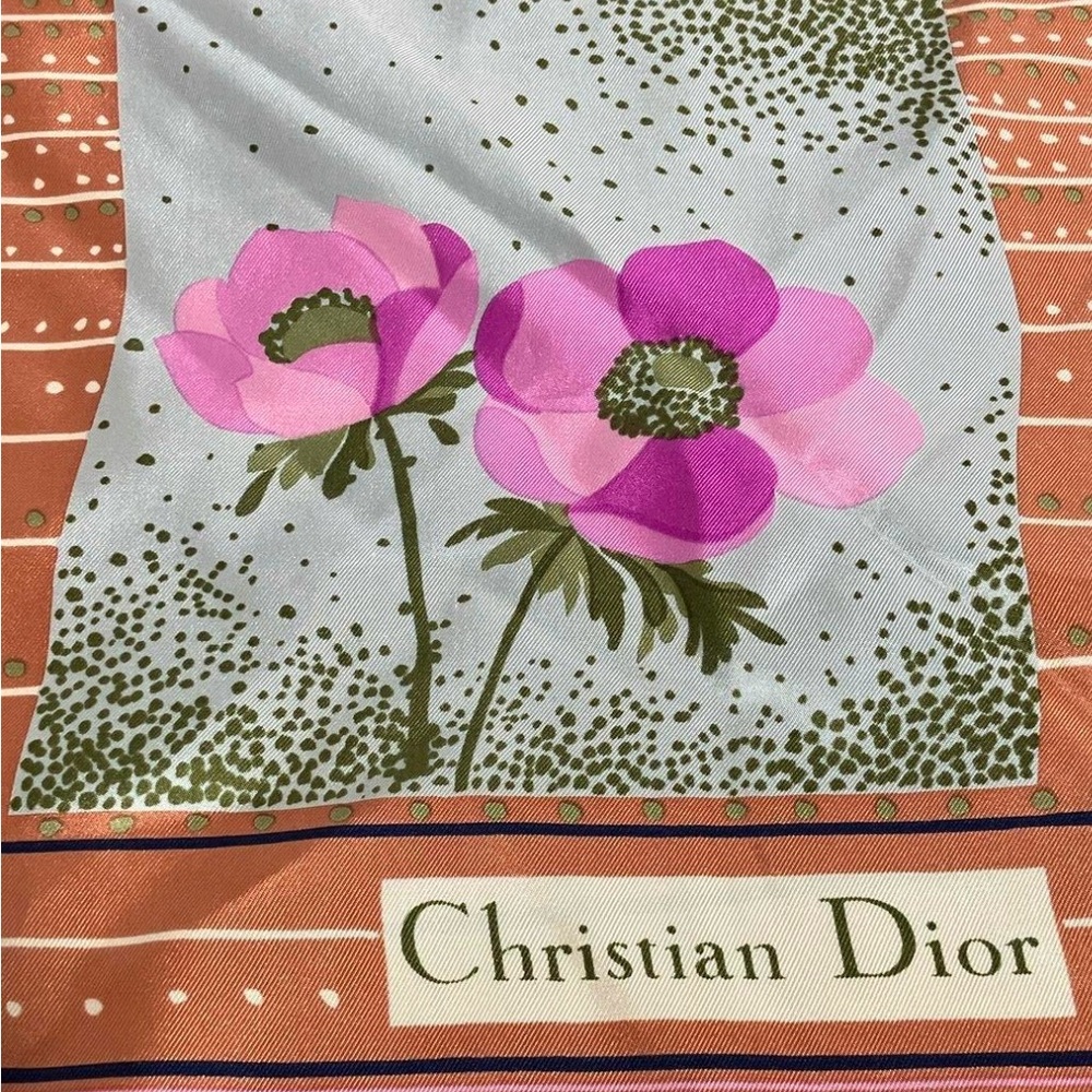 Beautiful Christian Dior Silk Hand Rolled Stitch Scarf * - Picture 2 of 8